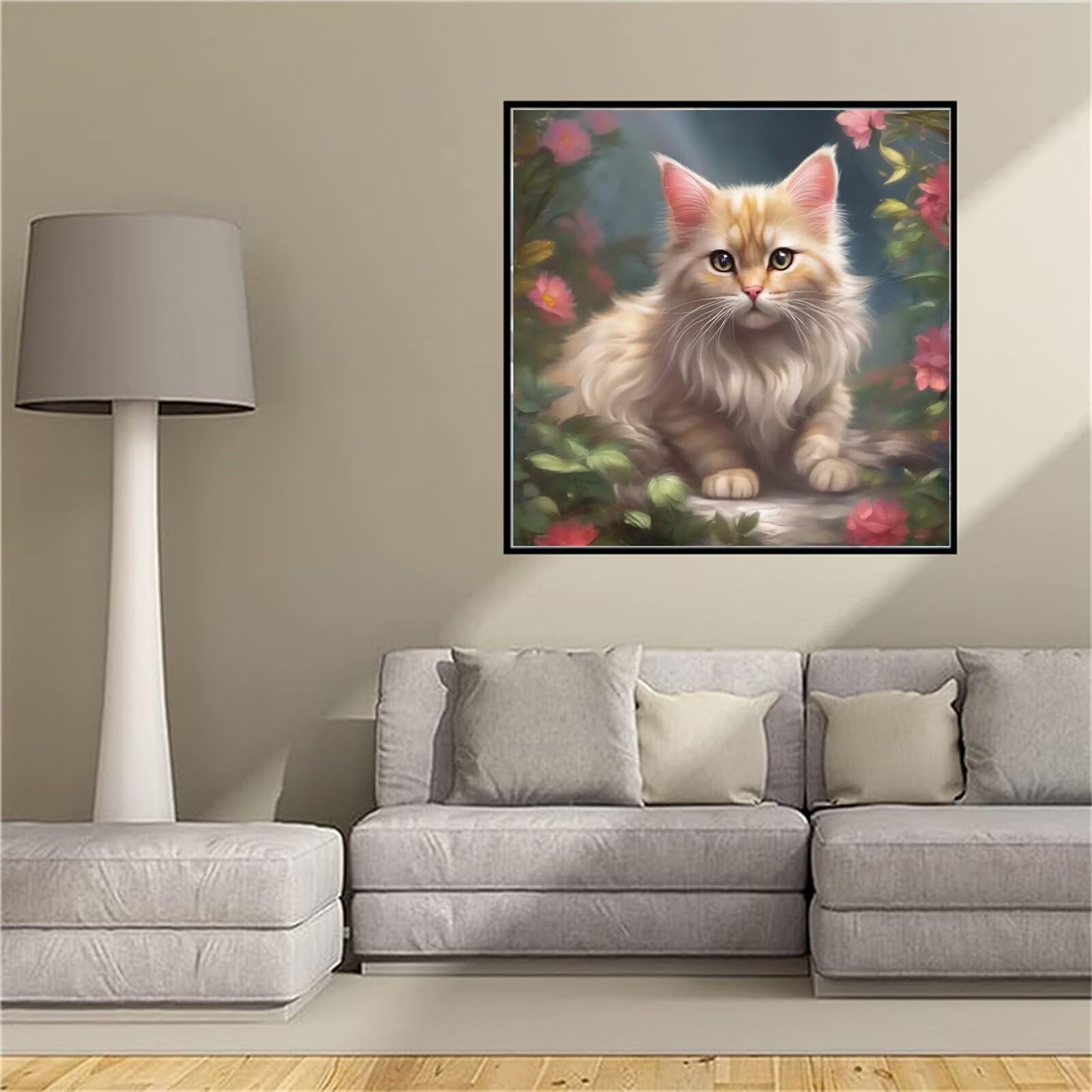 Diamond Painting Chat 5D Kit Complet 60x60cm pour Broderie Strass Adulte