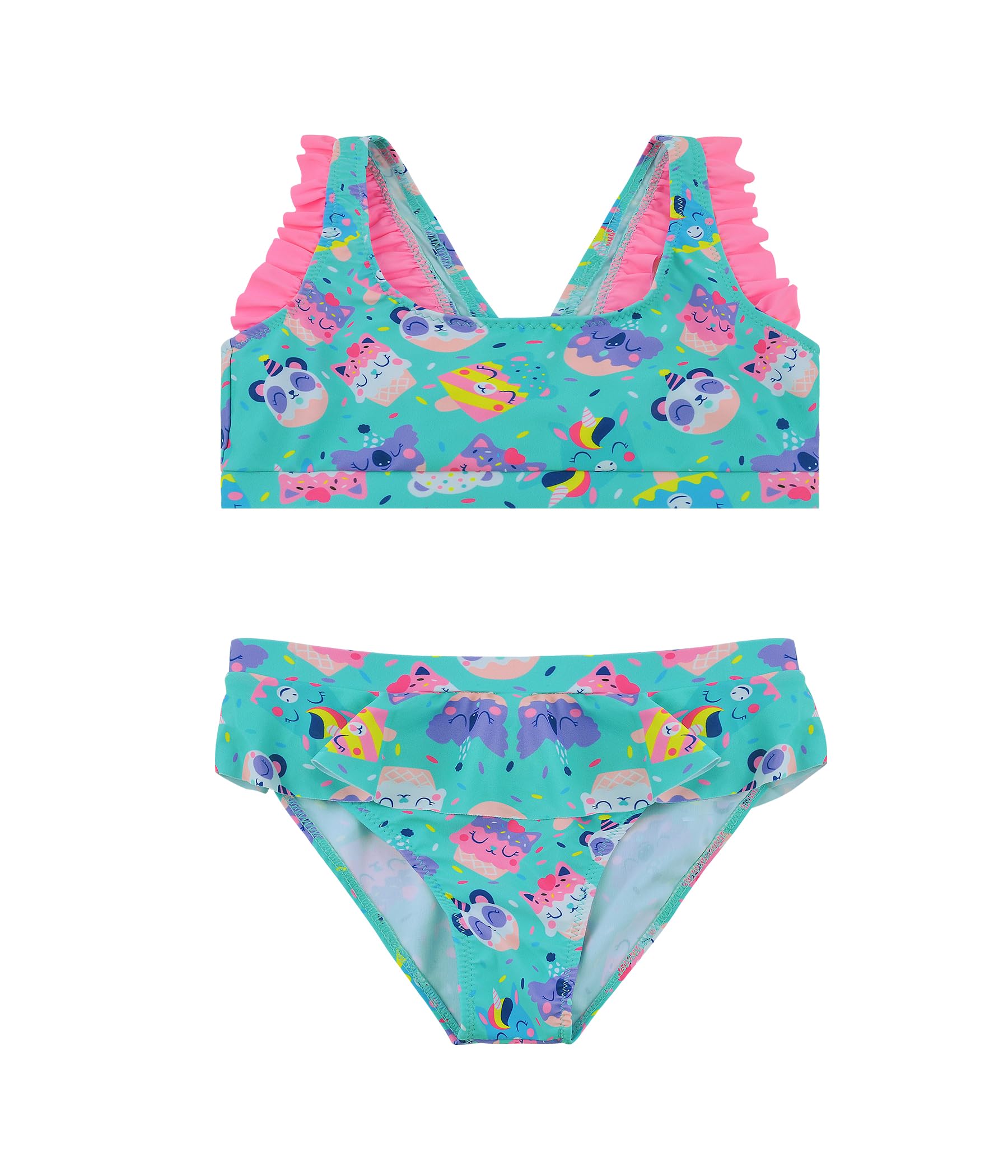 Power Flower Traje de baño de niñas Traje de baño de Dos Piezas con Volantes Conjunto de Traje de baño Tankini Ropa de Playa para niños pequeños 4-16 Niña