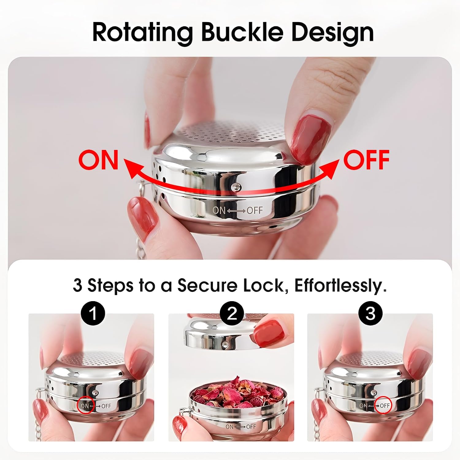 Vsitoo Tea Infuser for Loose Tea, Extra Fine Mesh Tea Strainer Ball - 304 Stainless Steel Reusable Tea Steeper Filter Bag for Brewing Black Tea Rooibos Herbal Tea Spices Seasonings