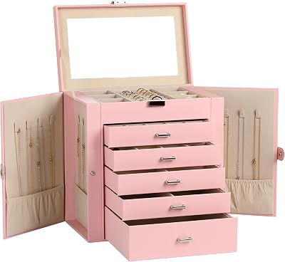 Frebeauty Jewelry Box for Women,Large Jewelry Organizer with 5 Drawers