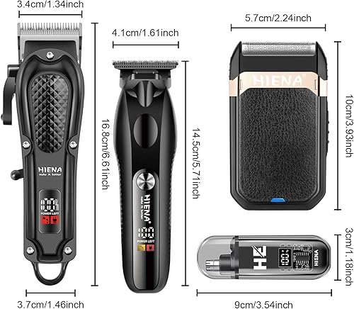 Miniatura 8 de HIENA PRO Cortapelos para hombres profesionales, juego de cortapelos inalámbrico y cortadora de barba con hoja en T, afeitadora eléctrica,