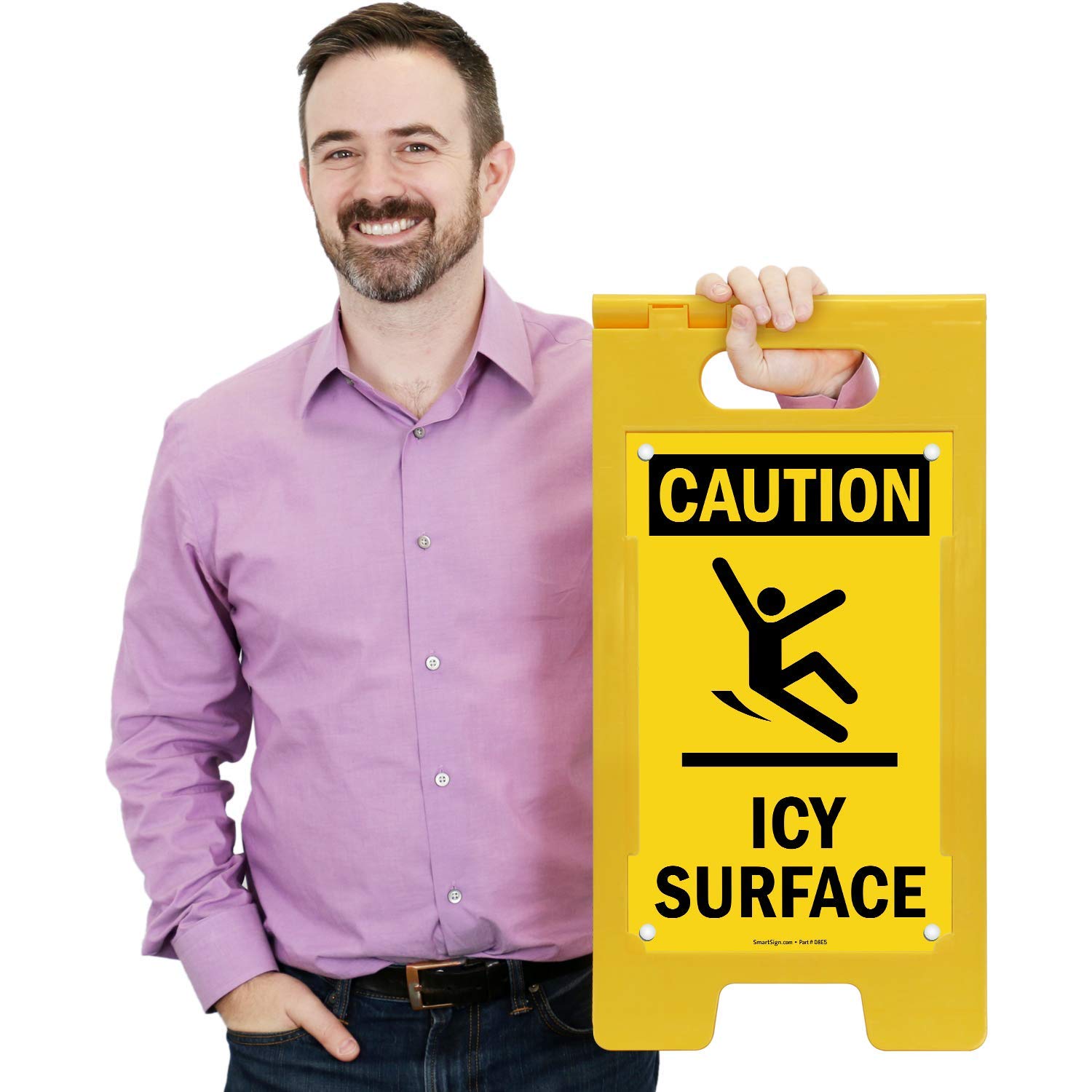 SmartSign Cartel plegable de doble cara con símbolo, plástico de polipropileno impreso digitalmente, color negro y amarillo