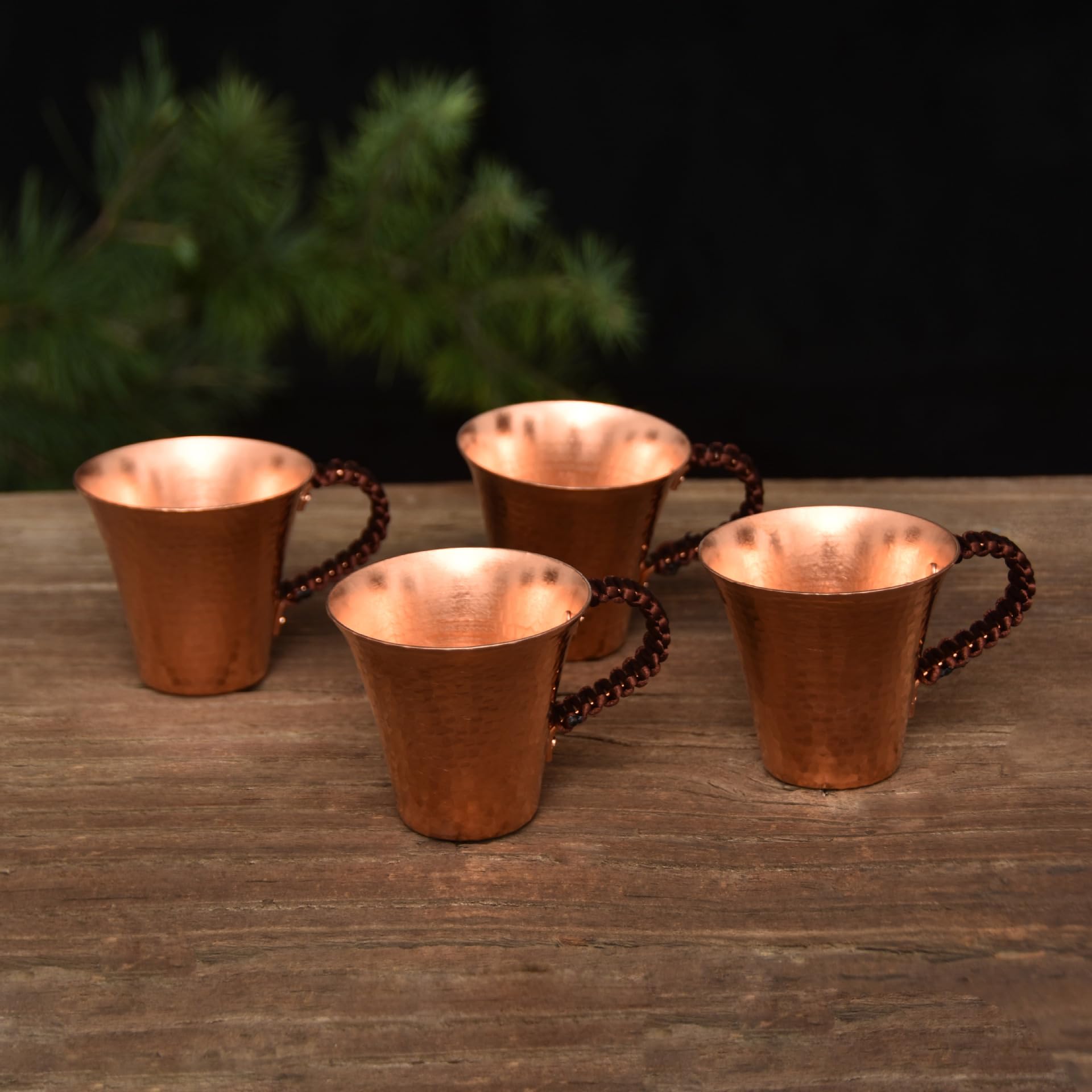 Juego de 2 tazas de té de cobre puro hechas a mano, tazas martilladas