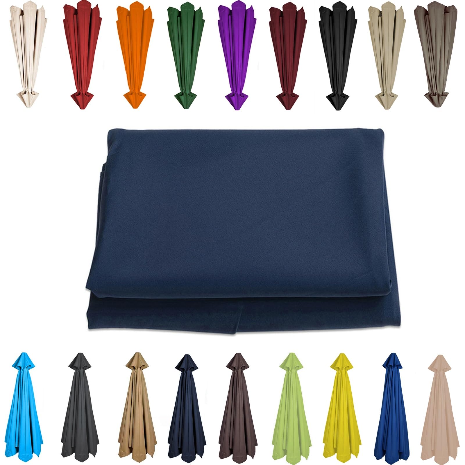 200/230/250/270/280/300/350 CM Parasol Top Fabric Cover Sunshade Cloth 6 8 Ribs Anti-Ultraviolet Patio Umbrella Replacement Cloth Garden Parasol Canopy Anti-UV(Navy blue,8 RIBS: 350CM/11.5FT) — image 1