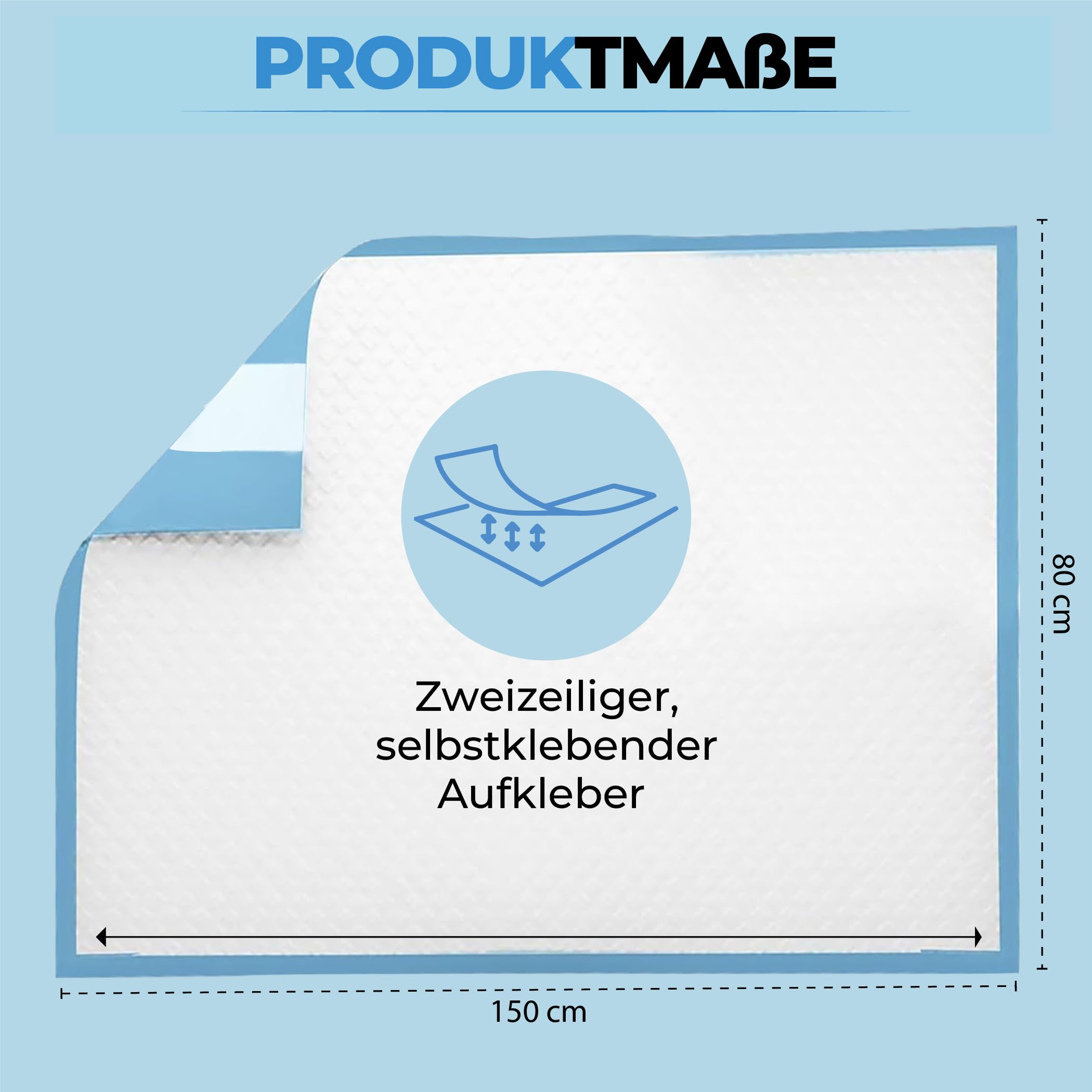 20 x Inkontinenzunterlagen | 150x80 cm | Einweg Bettunterlagen bei Inkontinenz | Extra groß | wasserdichte Betteinlagen (1 Packung mit 20 Stück)