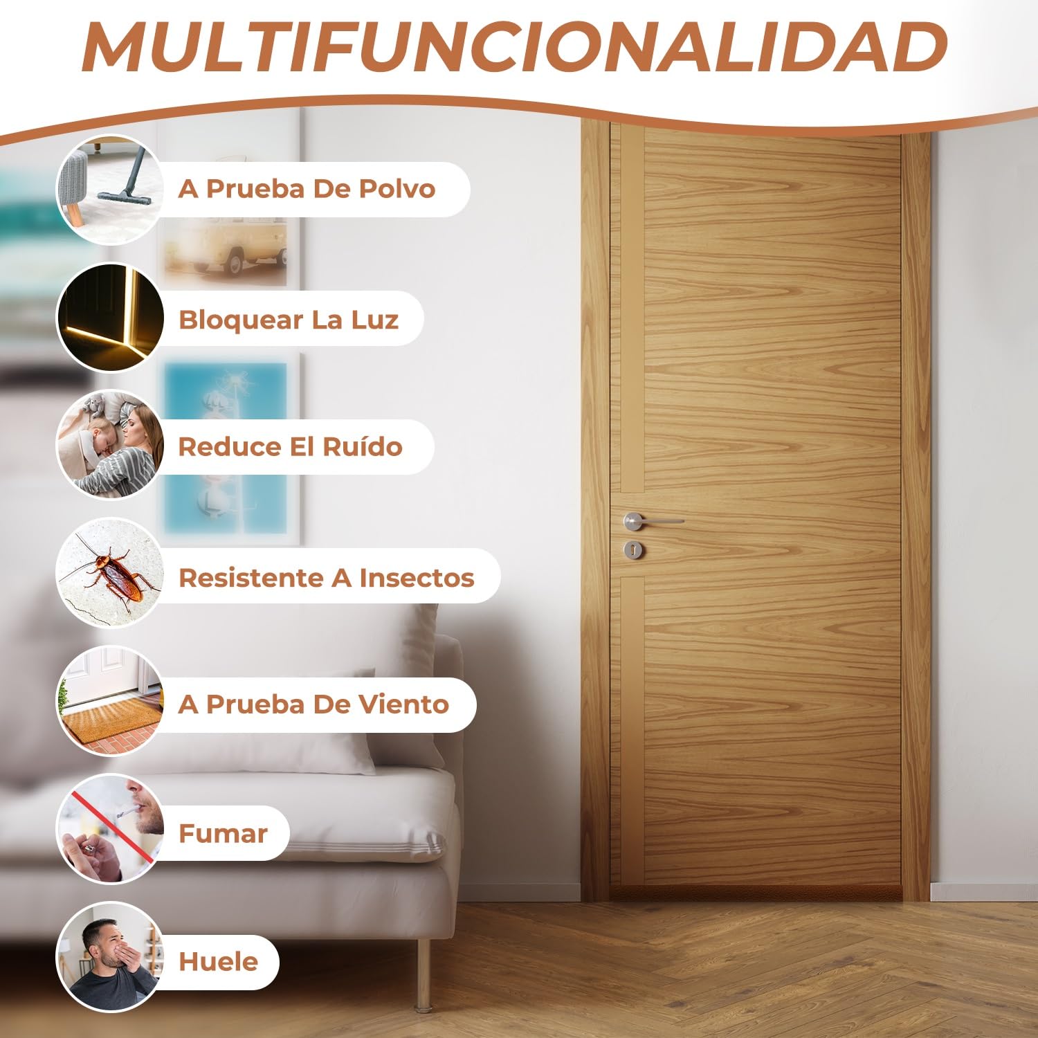 3 Piezas 96 cm Puerta Flexible Tira De Sellado Inferior, Burlete Doble para Puerta, Doble Aislamiento Anticorriente, Protección Polvo, Insectos Y Aislamiento Acústico (Marrón, 3 Piezas)