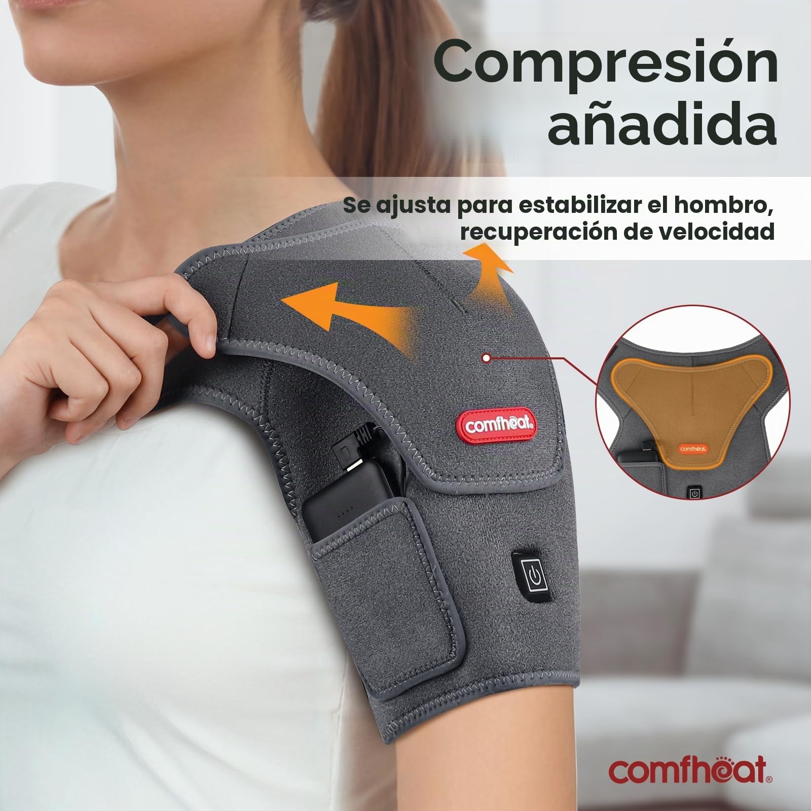 Masajeador de hombros,3 niveles de calor y vibración,Inalámbrico