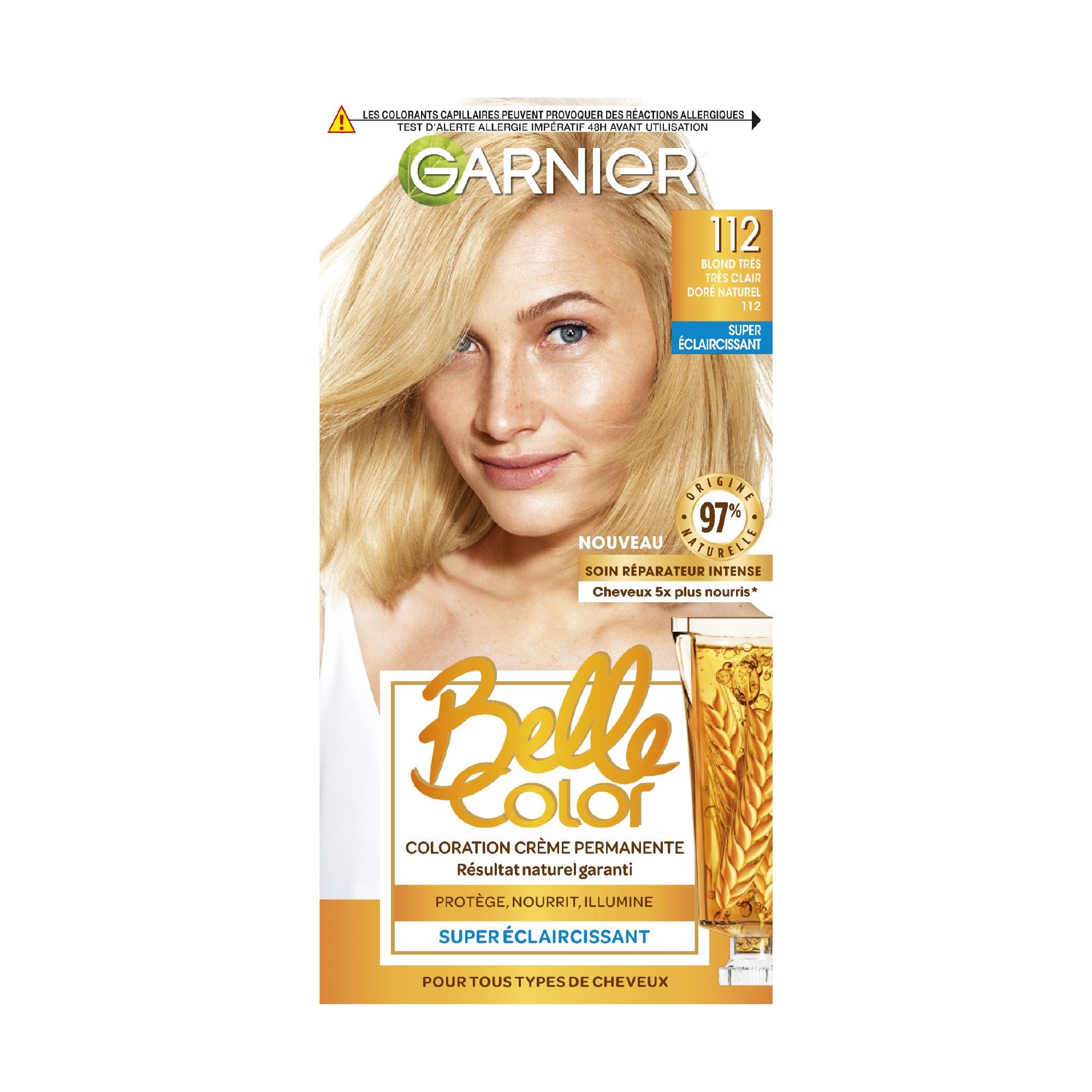 Garnier - Belle Color - Coloration Crème Permanente - 112 Blond Très Très Clair Doré Naturel - 2x100ml