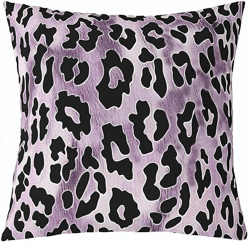 Funda de almohada con estampado de leopardo morado, funda de cojín retro africana de piel de guepardo africano de 20 x 20 pulgadas para automóvil,