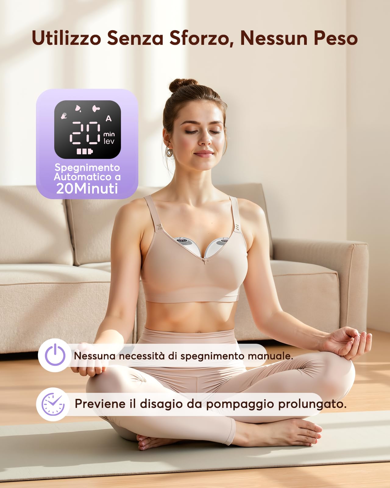 Haokoo Tiralatte Elettrico Indossabile Senza Mani, Tutto in Uno Tira Latte Neonati Elettrico per Uso Quotidiano e Lavoro, 4 Modalità 12 Livelli, Senza BPA, Flange 17/19/21/24/27 mm, 2 Pezzi