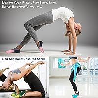 Vista 132 de Ozaiic - Calcetines de yoga para mujer con correas y agarres antideslizantes, ideales para pilates, Pure Barre, ballet, danza y entrenamiento