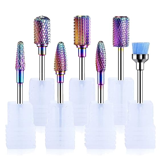MelodySusie Nail Drill Bits Set, 7pcs Tungsten Carbide