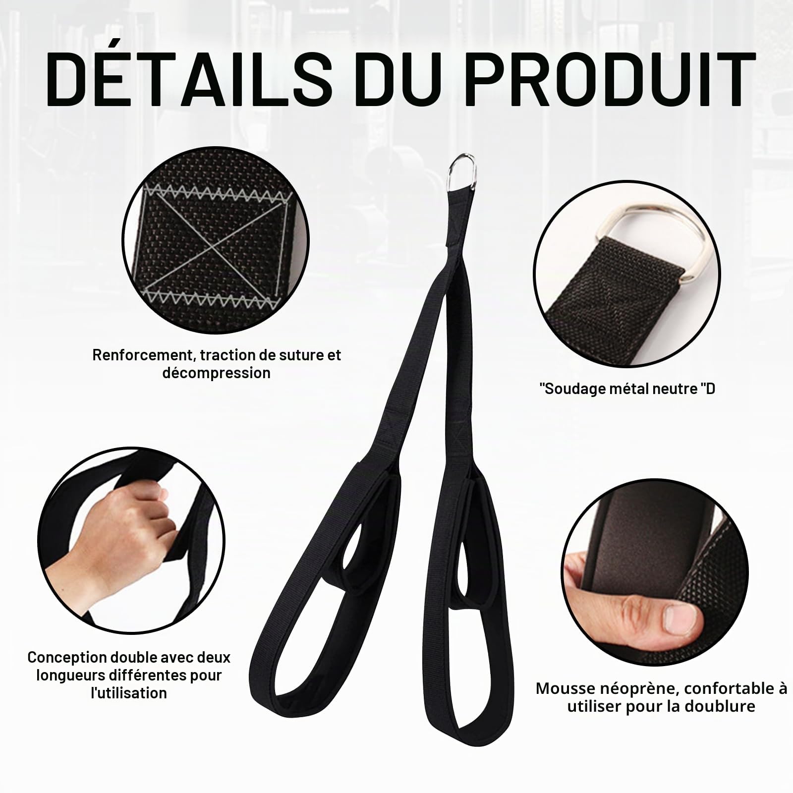 Corde Triceps,Accessoires pour Fitness Et Musculation Câble de Traction Câble Triceps Long Deux Tailles Câble de Traction Triceps pour Push-Downs, Facepulls Une Utilisation à Domicile Ou Salle Sport