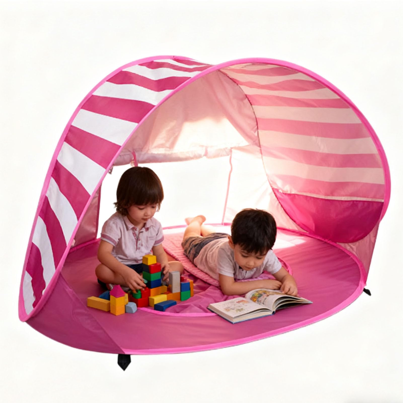 Tenda da Spiaggia Pop Up a Strisce con Riparo Solare, 120 X 83 X | Tenda parasole portatile, design leggero e antivento per bambini piccoli, campeggio, picnic