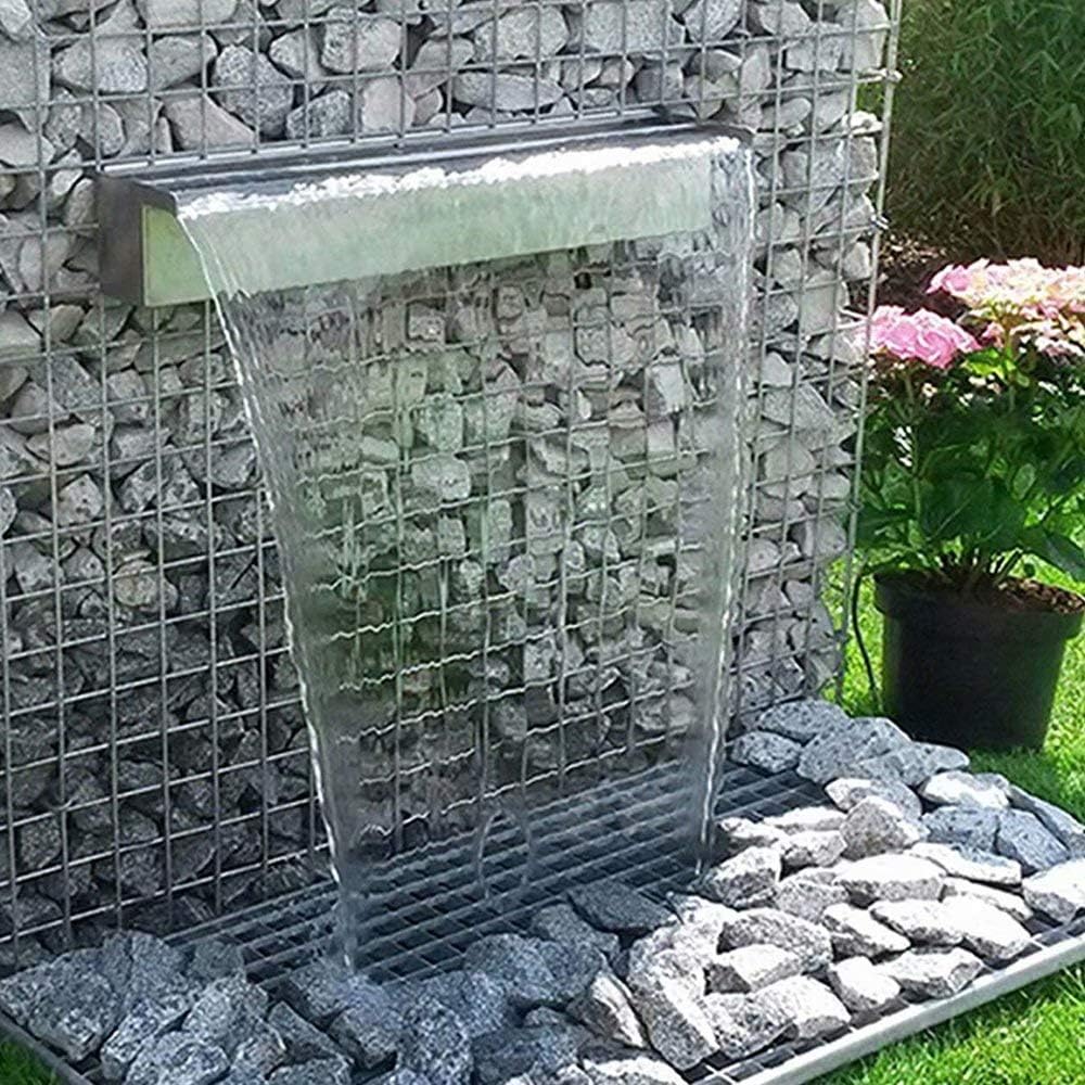 Waterfall Pool Fountain Stainless Steel Rectangular Garden Pool Fountain for In Ground Pools Outdoor Waterfalls,