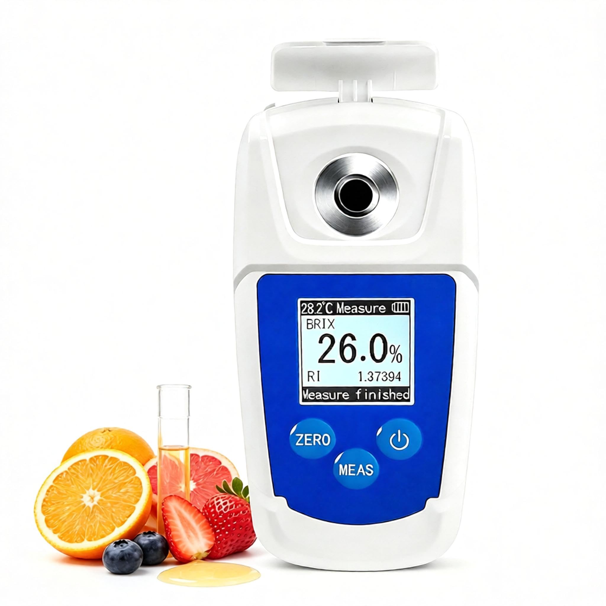 Cyfrowy Refraktometr Brix, Miernik Cukru W ​​owocach Z Podświetlanym Wyświetlaczem, Automatyczną Kompensacją Temperatury I Zakresem Pomiaru 0-55%, Wysoka Dokładność Pomiaru I Łatwość Odczytu, Do