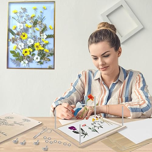 Miniatura 2 de Rhykoka Kit de prensa de flores grandes para adultos, 10 capas de 11.8 x 8.3 pulgadas, kit de prensa de plantas de hojas de madera, gran regalo para