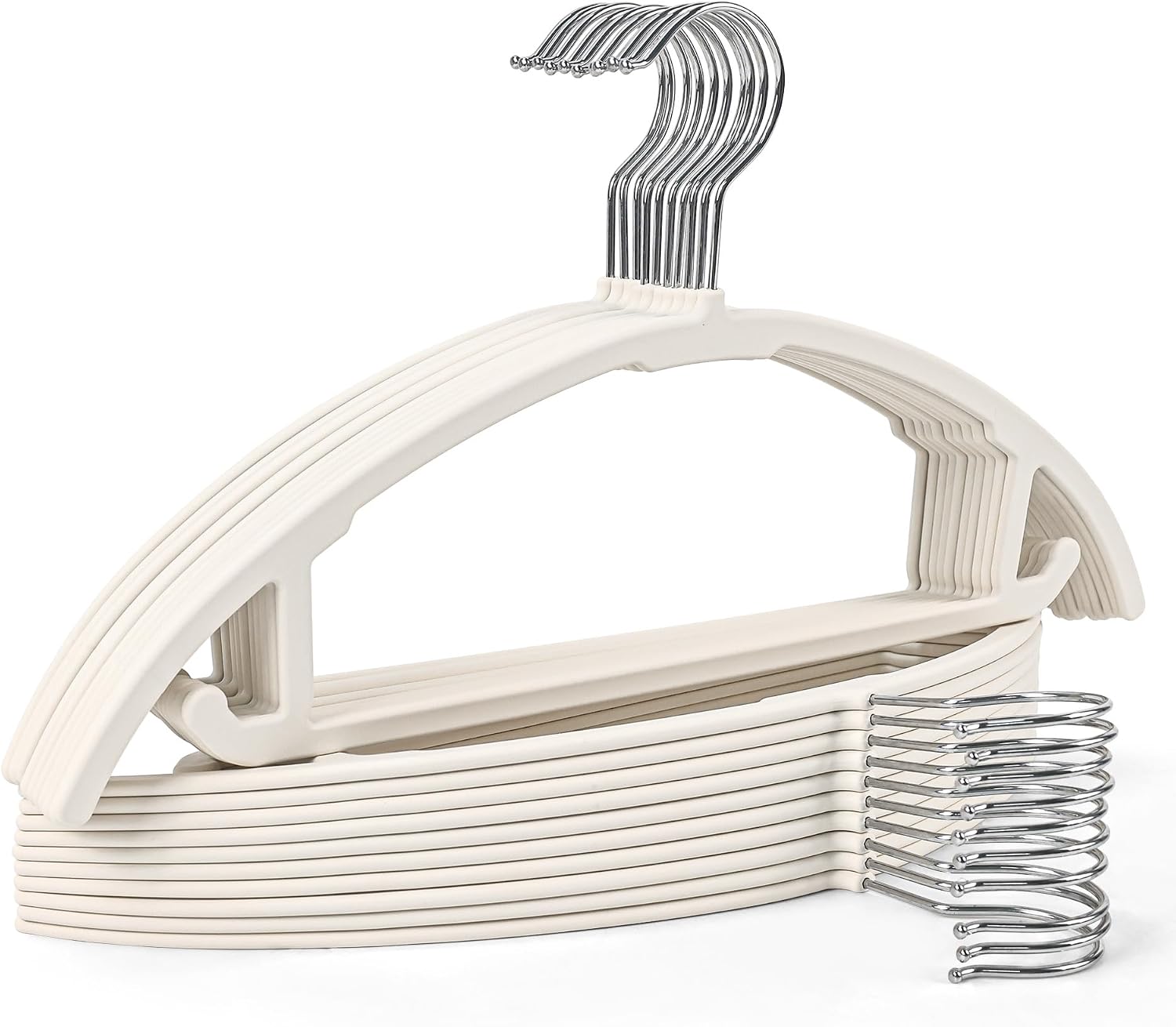 Plastic Hangers 20 Pack, No Shoulder Bump Clothes Hangers with 360° Swivel Hooks, Non Slip Slim White Hangers for Closet, Strong Adult Hangers for Sweaters Coats Shirts Pants Dresses
