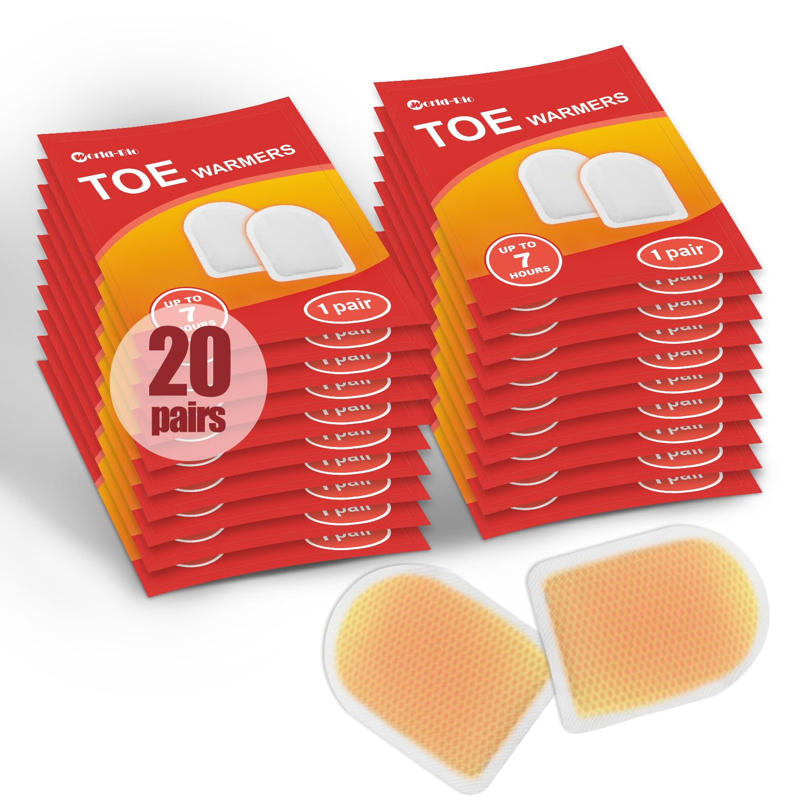 Toe Warmers for Feet, Long Lasting Safe Natural Odorless Air Activated Foot Warmers Up to 7 Hours of Heat, Disposable Toe Warmers Hot Hands Feet for Men Women, 20 Pairs