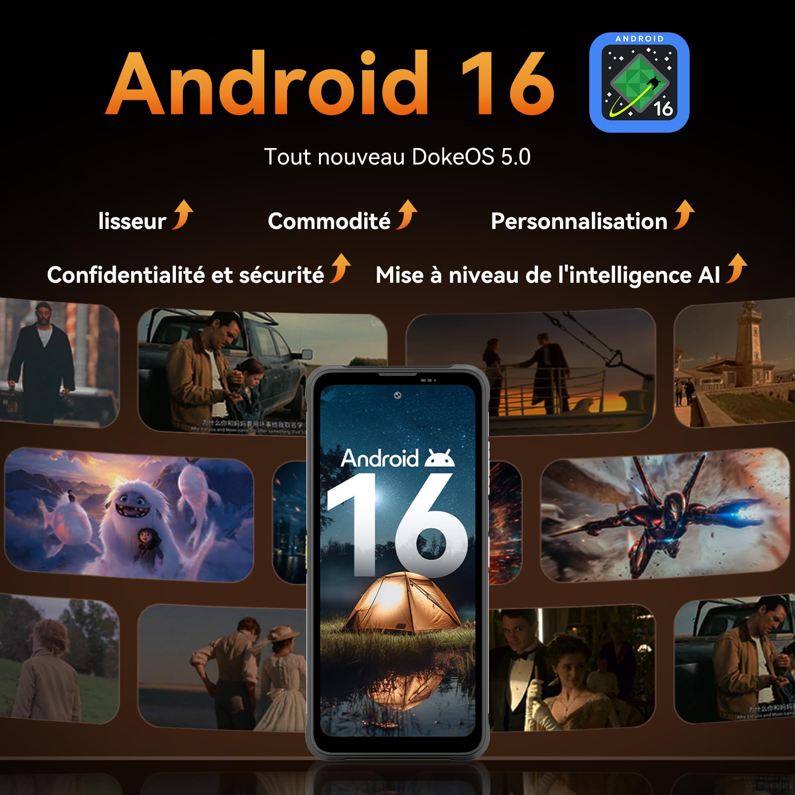 Blackview Fort 5 Android 16 Téléphone Portable Incassable 248g/10.7mm Ultra-Fin, 108MP+50MP+13MP Vision Nocturne, 36Go+256Go/2To, 6.78'' 120Hz Smartphone Incassable 4G, Mode Gants/IP69K/NFC/700 Nits