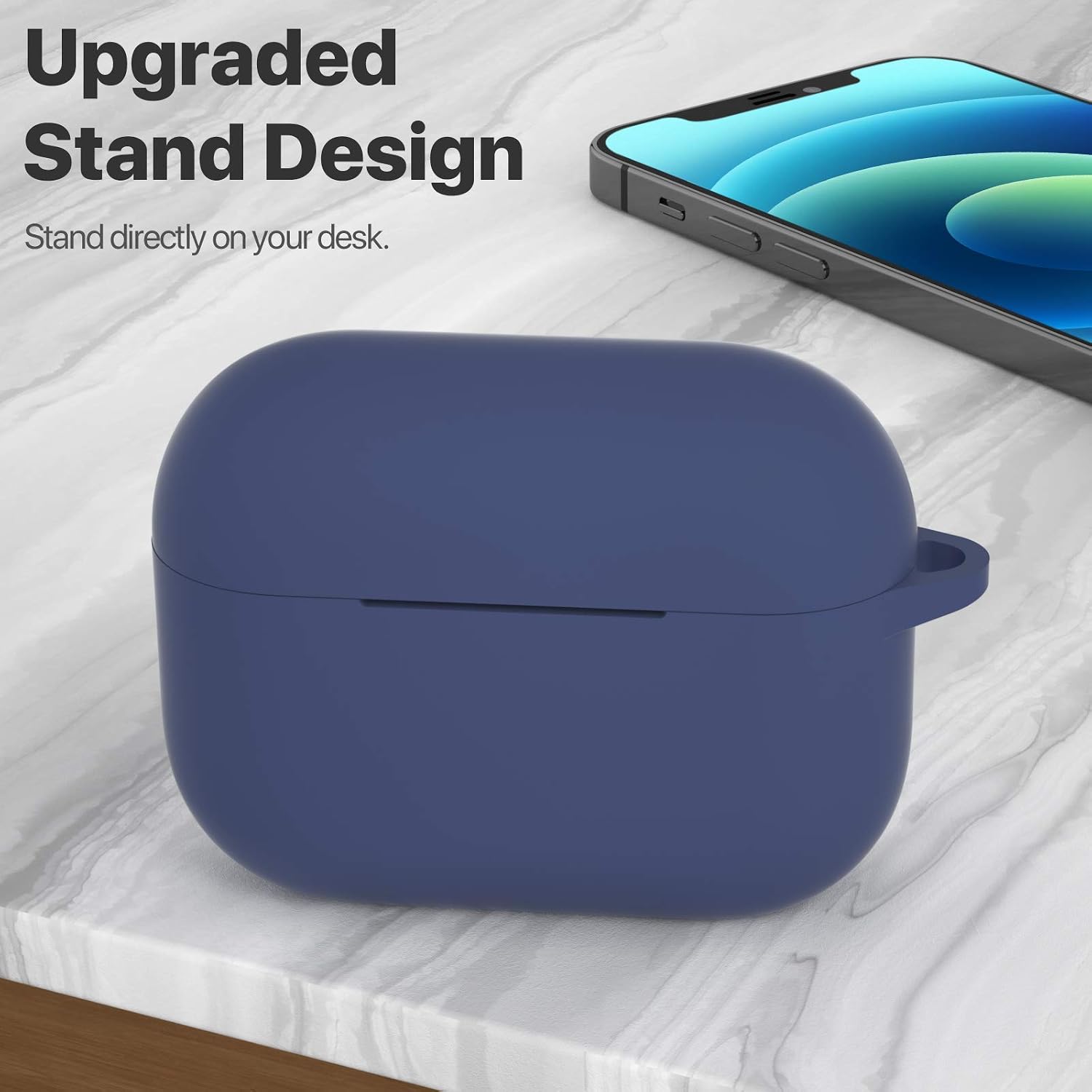 ATUAT AirPods Pro 1st/2nd Generation Case Cover, Protective Silicone Skin Accessories with Keychain for Women Men for Apple AirPods Pro 2019/2022 Charging Case,Front LED Visible-Royal Blue