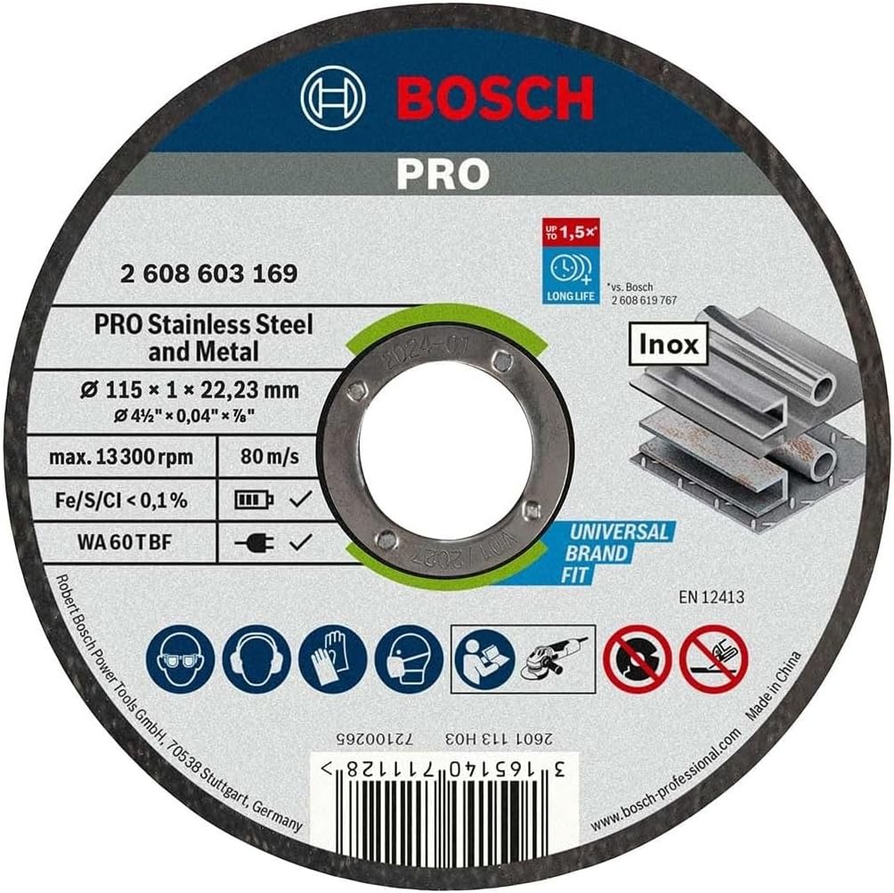 Bosch Standard for Inox Rapido Cutting Disc 115x1, performs reliably in Inox | Model: 2608603169