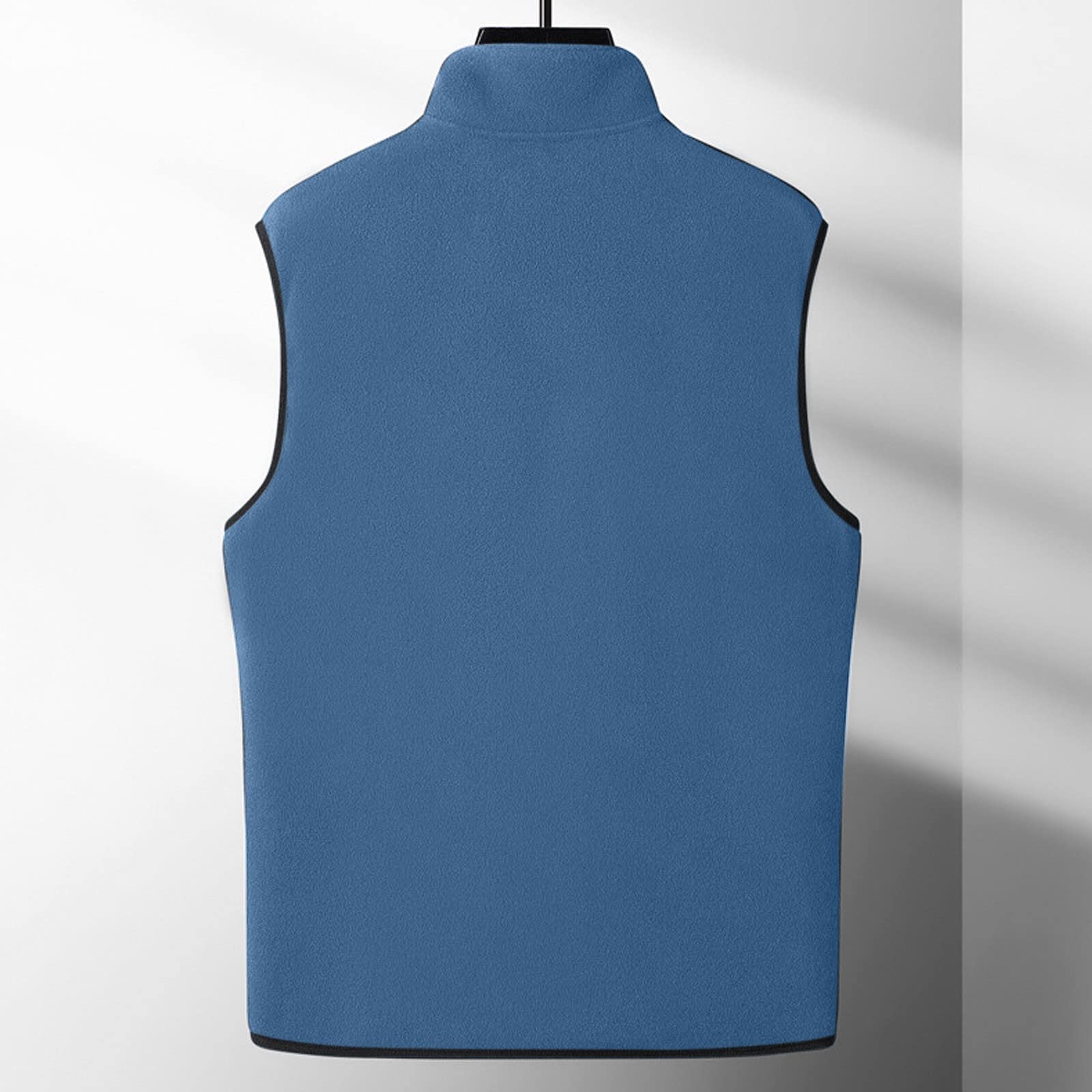 Gilet en polaire pour homme | Gilet en polaire léger avec poches zippées et fermeture éclair intégrale – Gilet sans manches anti-boulochage – Gilet d'extérieur en velours – Gilet d'hiver à col montant