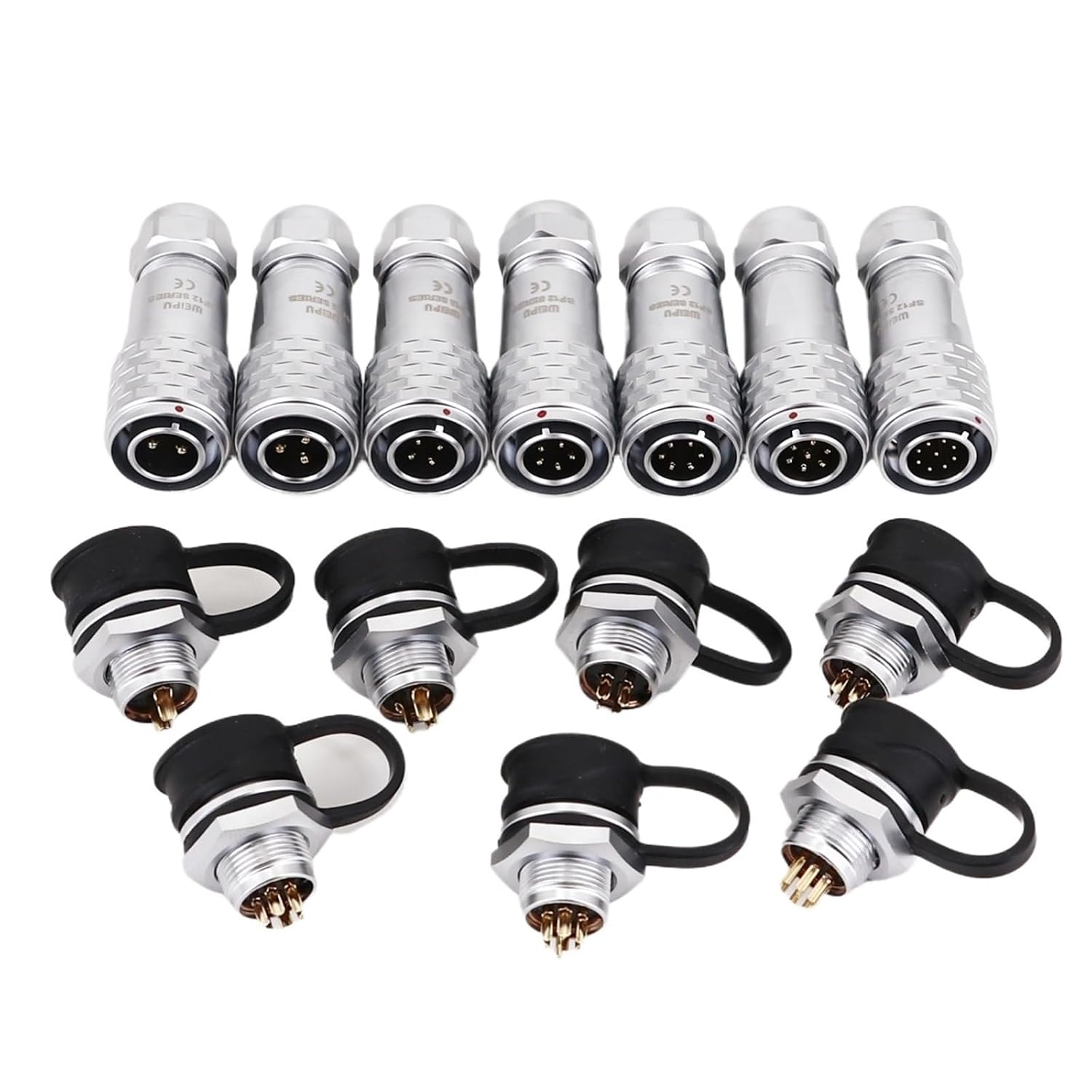 Weipu SF12 Push-Pull Waterproof Metal 2/3/4/5/6/7/9 Pin IP67 12mm Chassis Panel Mount Aviation Plug Cable Connector(3P Plug and Socket)
