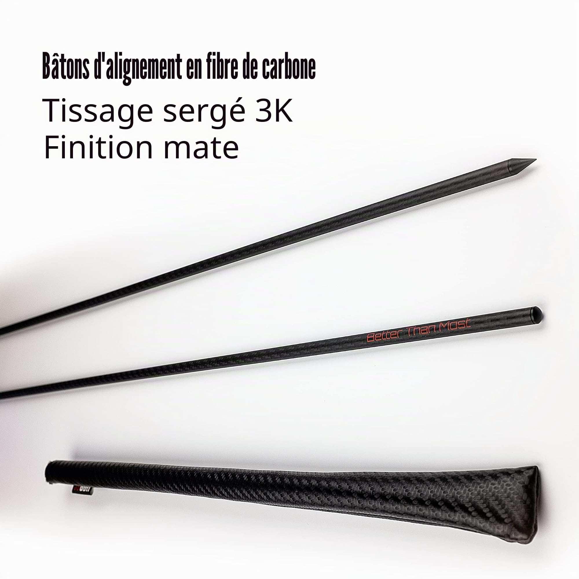 Set de baguettes d'alignement : 2x tour sticks pliables en carbone + 1x housse en cuir PU