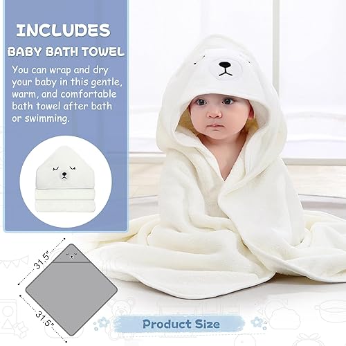 Miniatura 25 de MoreFeel Bañera plegable para bebé recién nacido con termómetro y 1 toalla con capucha y 1 cojín flotante suave, bañera de viaje portátil con Azul