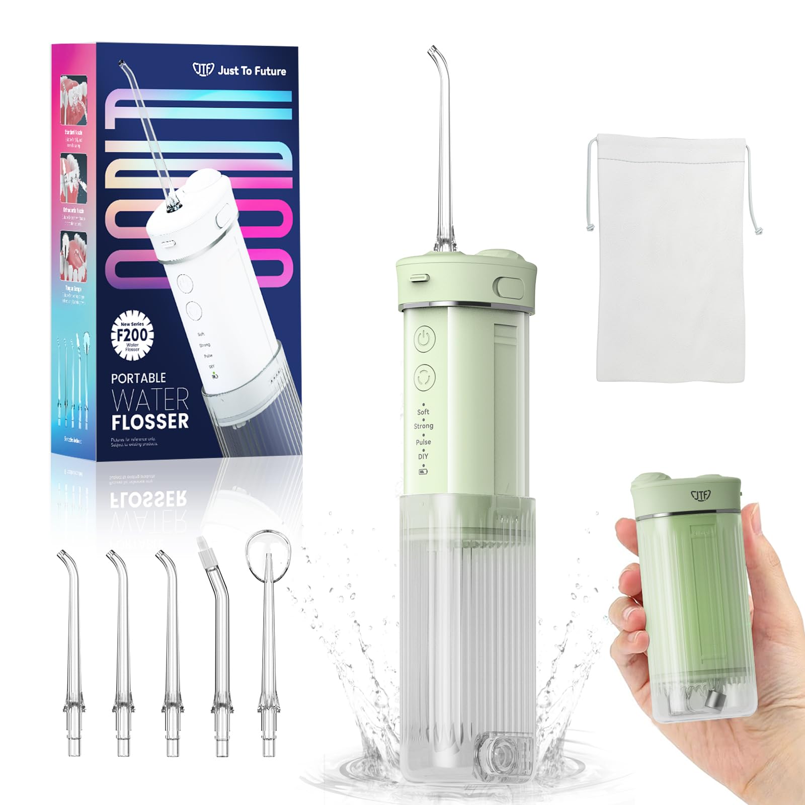 Portable Mini Water Dental Flosser for Teeth Cleaning Pick,Travel Oral Irrigator with Telescopic Water Tank,4 Modes and Waterproof Design-Perfect for Braces,Bridges,Home&Travel Dental Care