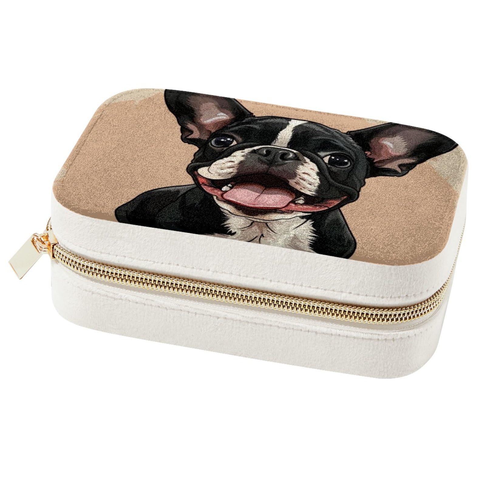 Boîte à bijoux bouledogue français portable femme fille pour bague