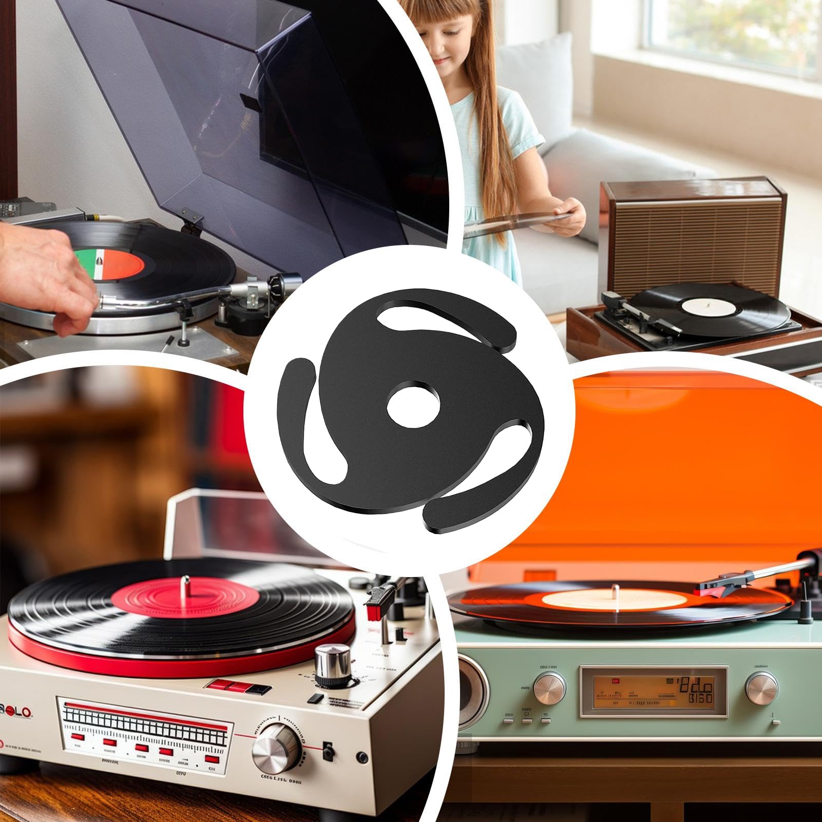 Adattatore 45 giri per Giradischi Inserto Multifunzionale Stabile e Leggero | Inserto Adattatore Per Dischi Casa, DJ, Caffè, Amante della Musica, Appassionato, Uso Domestico