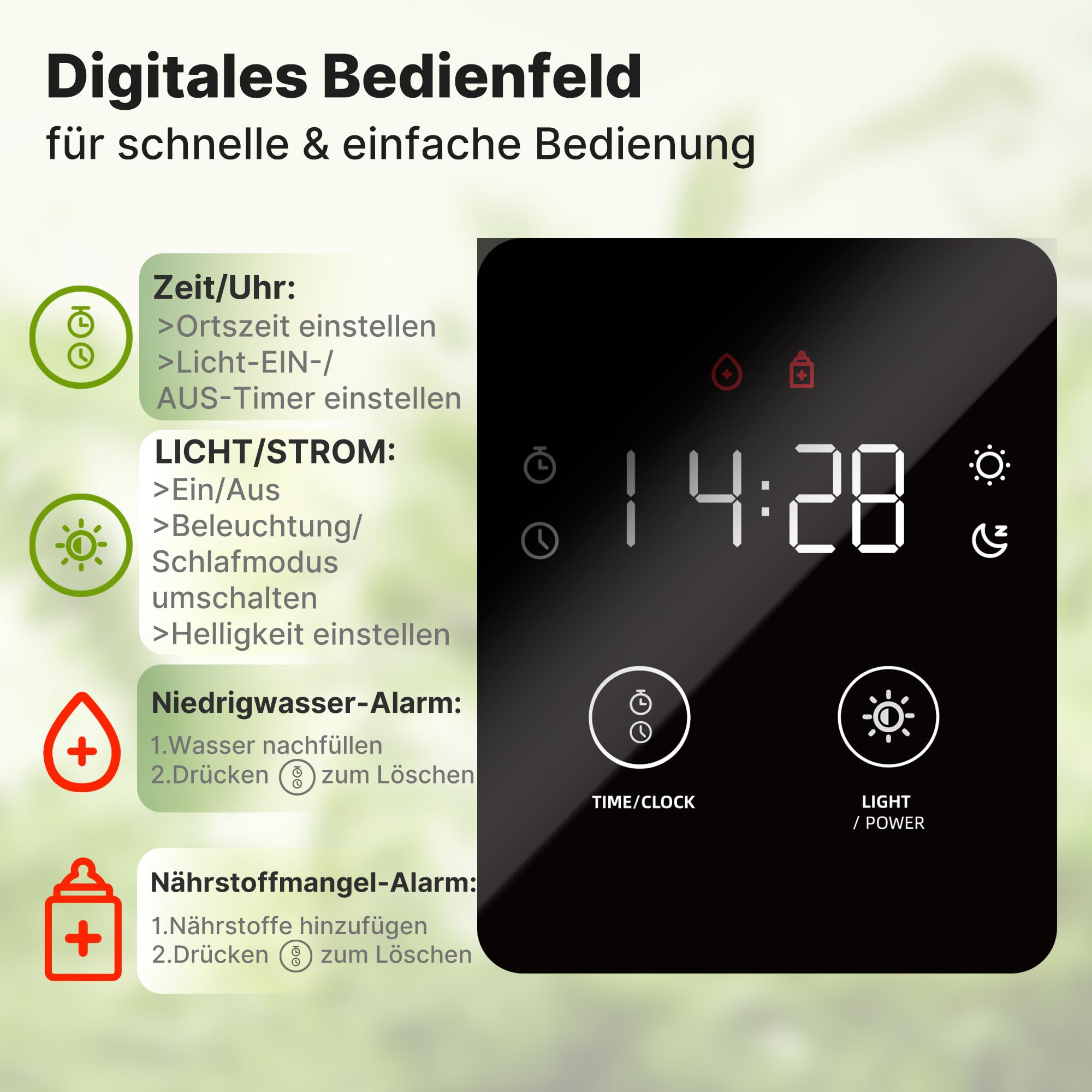 SUNCOZE Hydroponisches Anzuchtsystem mit 20 Pods, Indoor-Kräutergarten mit 30W LED Pflanzenlampe, Smart Garden mit 10L Wassertank, bis zu 635 mm Höhe, Keimset mit leiser Pumpe, Schwarz