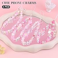 Vista 2 de 4 dijes estéticos para teléfono, correa de muñeca Y2K para teléfono celular, lazo de oso, mariposa, flor, corazón, estrella, accesorios de cadena