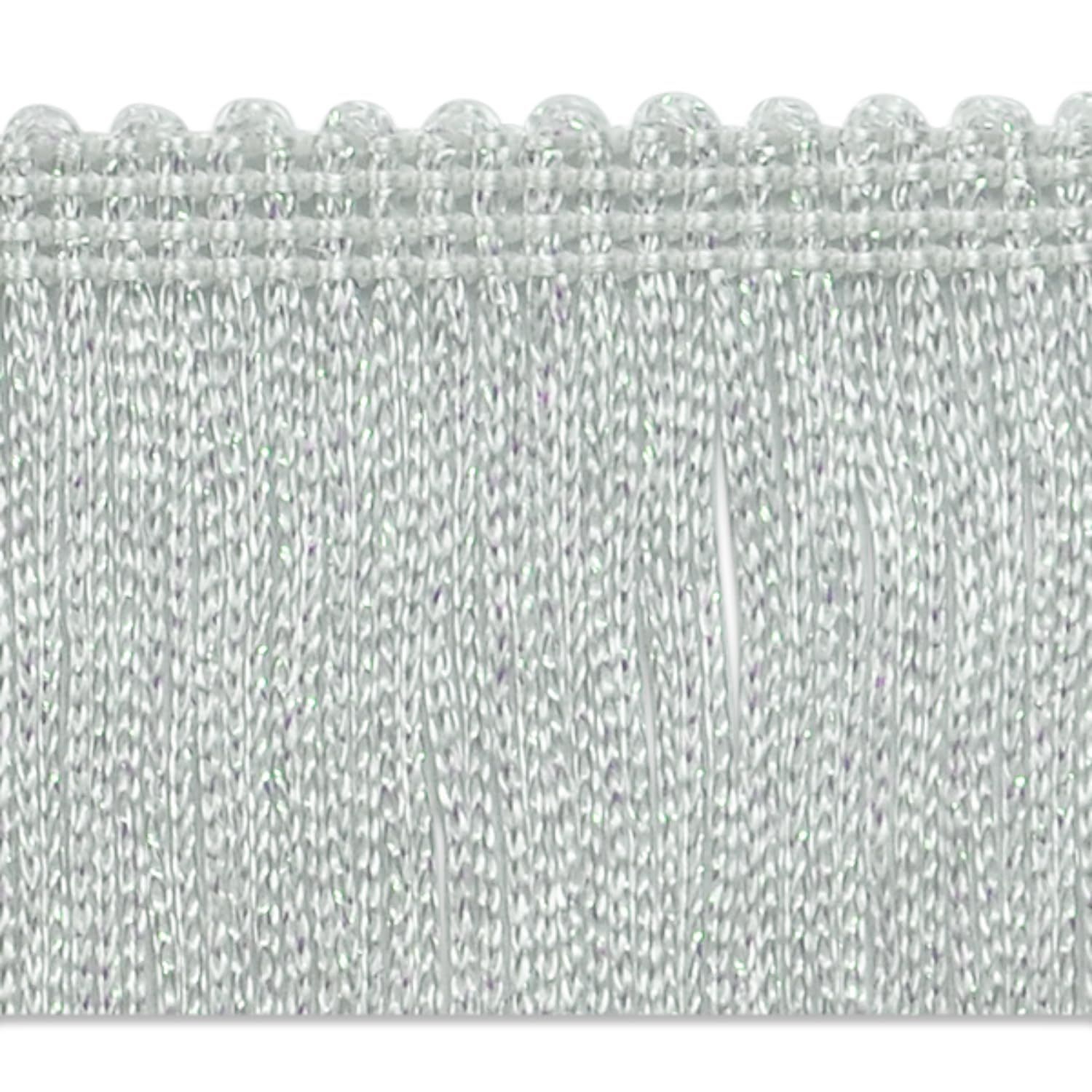 Trims by the Yard IR6910WAB-20 2" Metallic Chainette Fringe Trim | White Cut Zierleiste, Weiße Aurora Borealis, 1" / 20 Yards/Mettalic