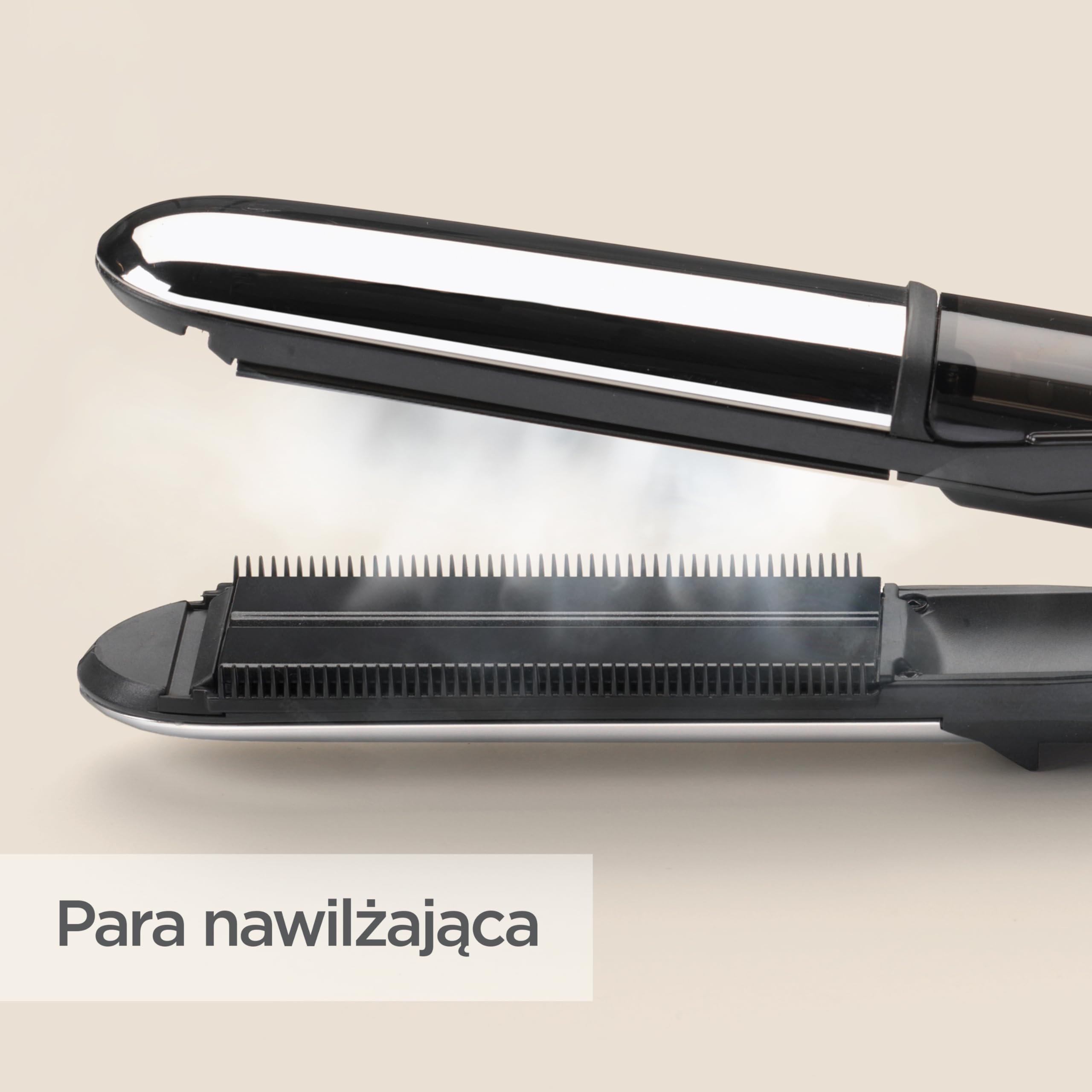 BaByliss Steam Shine – Prostownica Parowa z XL Płytkami Turmalinowo‑Ceramicznymi do Szybkiego i Łatwego Prostowania, Funkcja Jonowa Anti‑Frizz dla Lśniących i Jedwabistych Włosów, ST496E