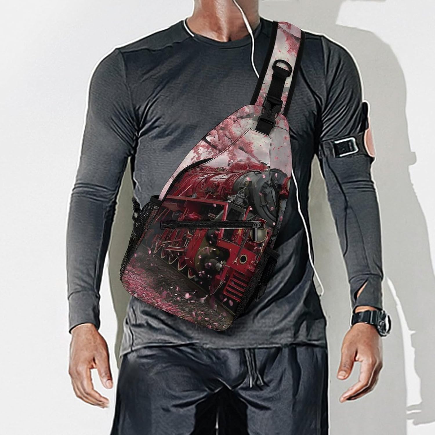 Train Men Crossbody Sling Backpack Chest Bag | Travel Fanny Pack,Hiking Daypack,Print Shoulder Bags