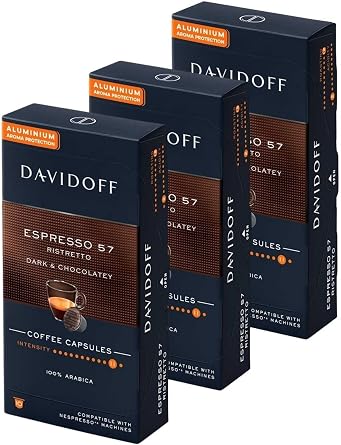 Davidoff Espresso 57 R stretto Dark & Chocolatey Aluminium Kaps l Kahve 3X10Lu Nespresso Uyumlu