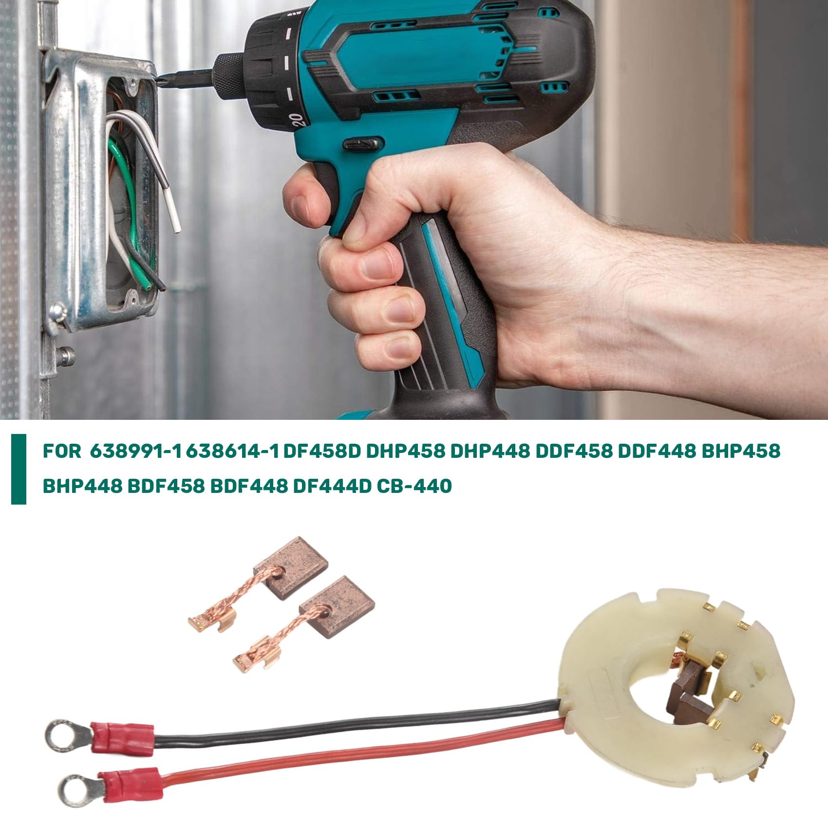 Kit De Réparation Makita - Armature 619496-0 + Porte-balais Carbone 638991-1 - Compatible DHP458, BHP458, DDF458, BDF458 - 8