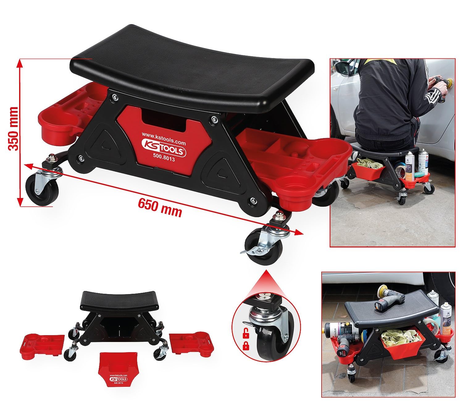 KS Tools 500.8013 Przenośny taboret, dł. 650 x wys. 350 mm