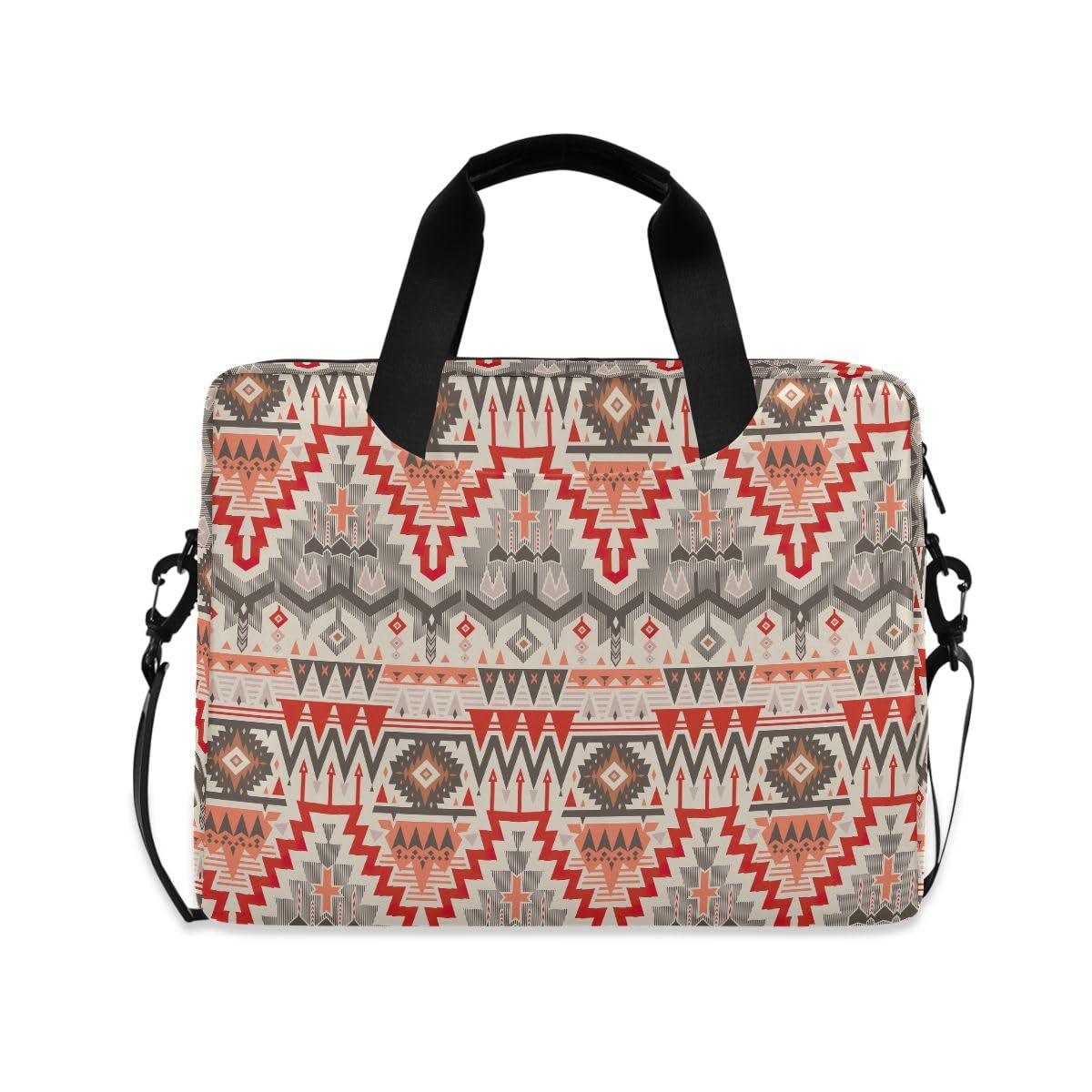 Sacoche ordinateur 16 pouces patchwork marron en polyester - 8