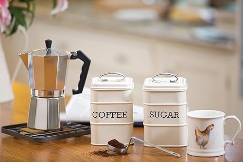Miniatura 9 de Kitchen Craft Living Nostalgia - Recipientes para té, café y azúcar en caja de regalo, acero, crema antigua, juego de 3 piezas, mediano,