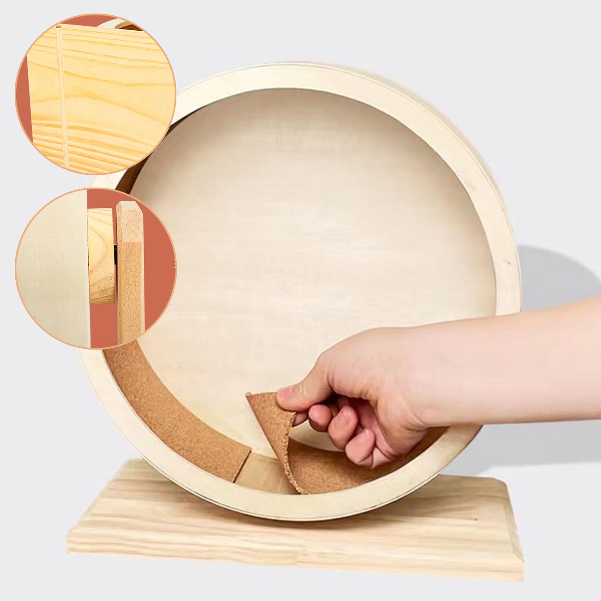 Rueda de hámster de 20 cm, rueda de ejercicio silenciosa de madera con base, rueda de ejercicio de doble rodamiento, rueda giratoria silenciosa para jerbos de hámster sirio enano y animales