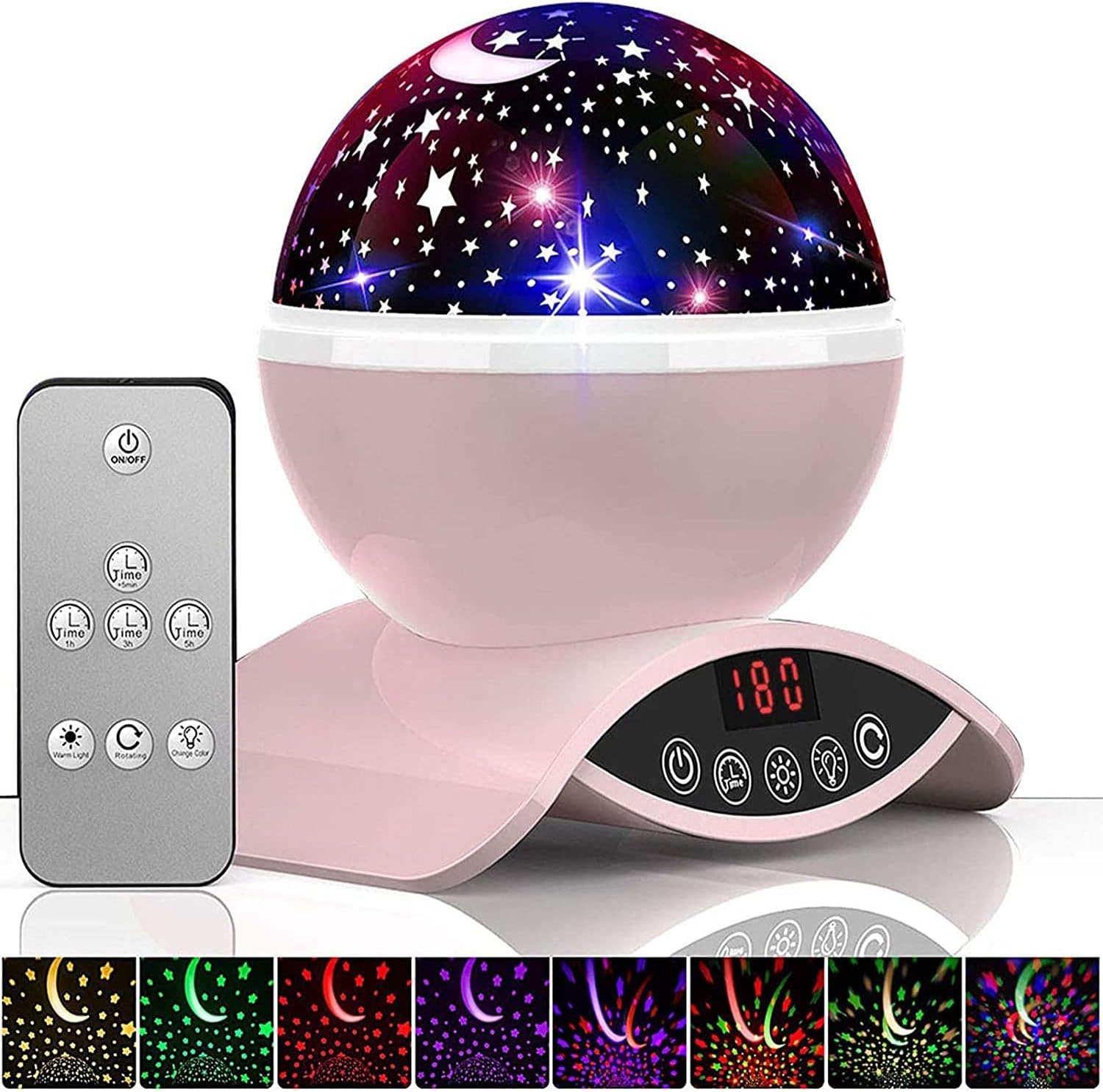 Star Night Light Projector, Elecstars 8 Colours Dimmable Combinations Romantic Starry Sky Lamp, Rechargeable Battery, Remote Control, Support 360 Degree Rotating, Kids Toys & Christmas Gift (Pink)