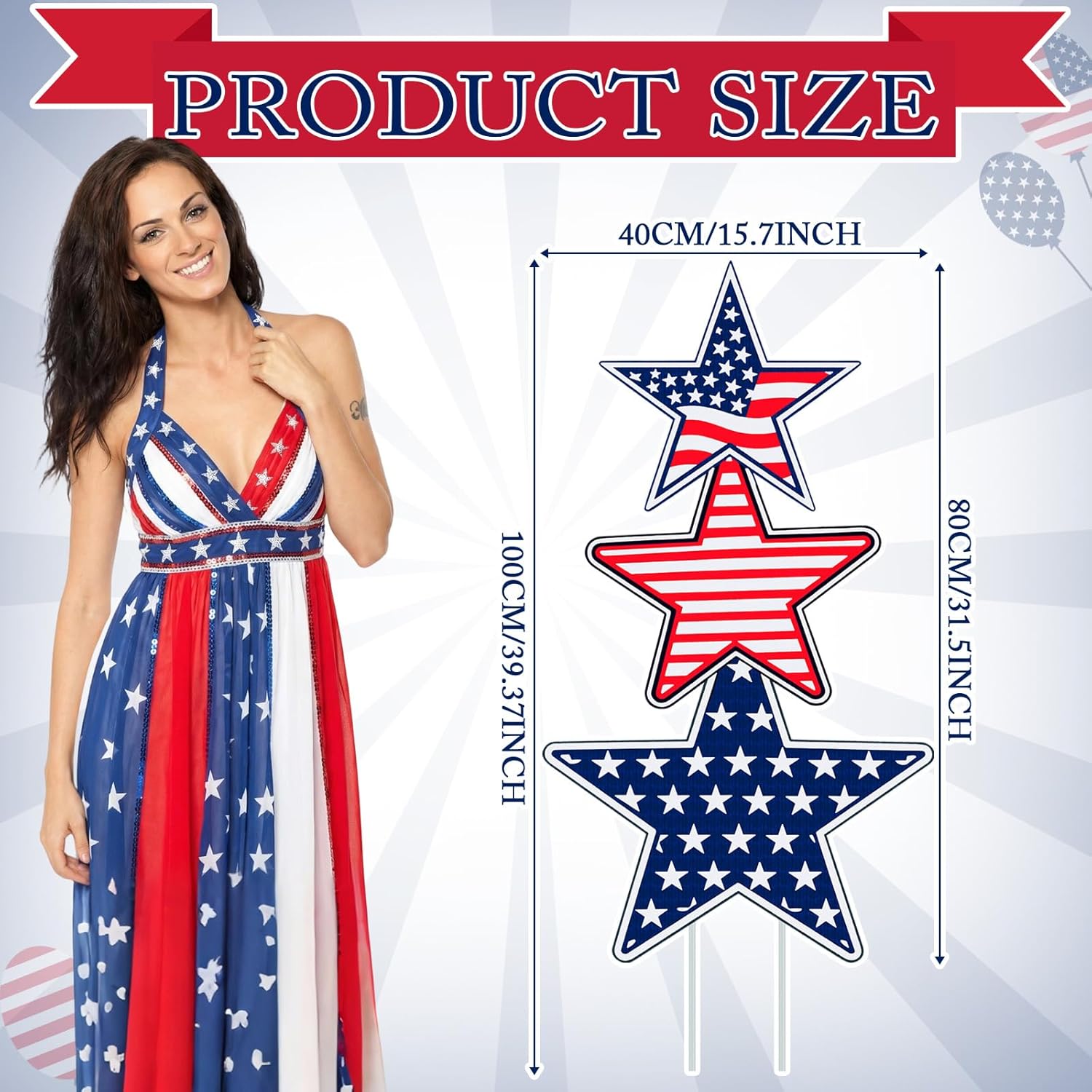 Thyle 2 Pcs Large 4th of July Front Porch Decoration Outdoor Independence Day Porch Sign with American Flag Red White Blue Patriotic Star Yard Garden Stakes for Door Patio Lawn 250th Anniversary Decor
