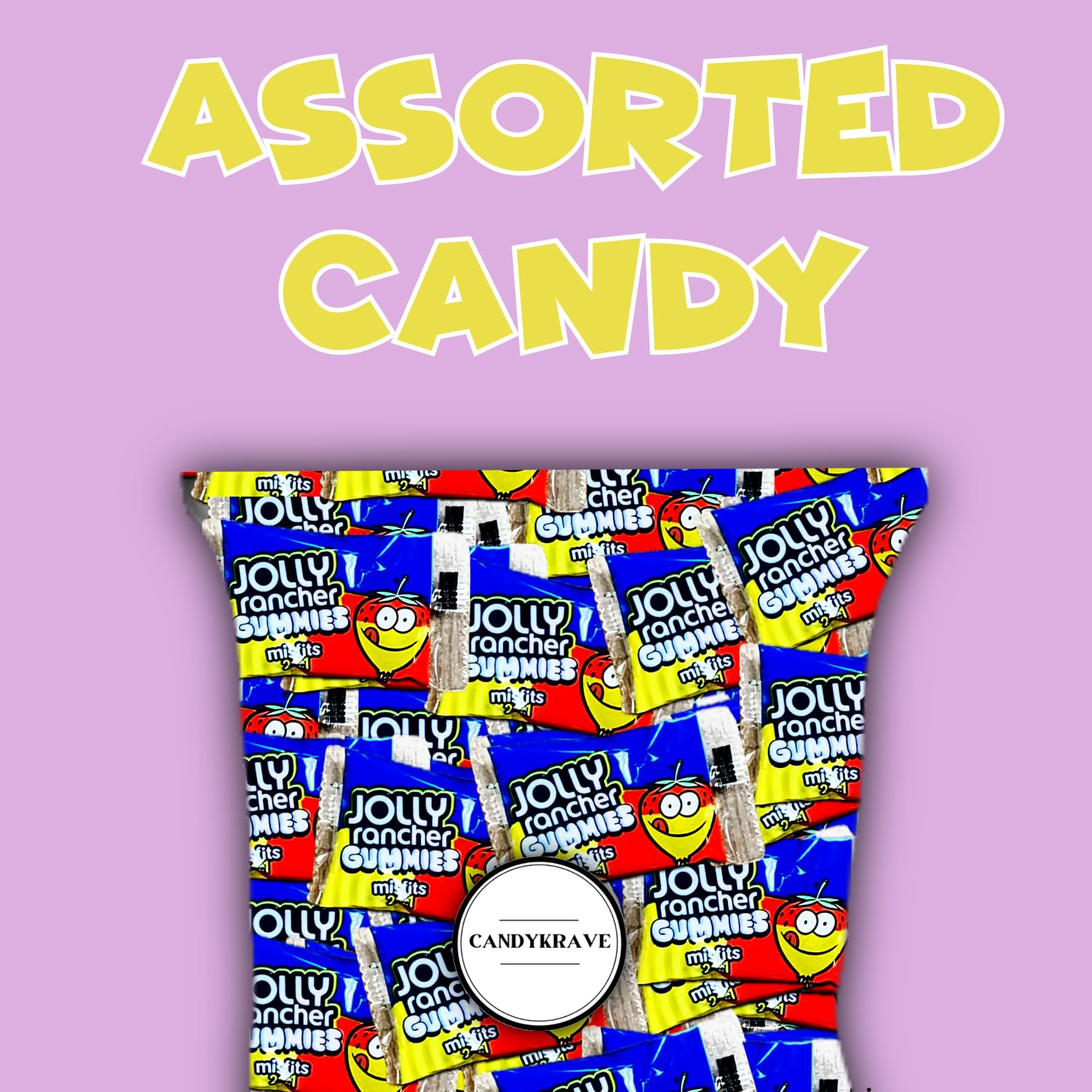 CandyKrave Jolly Ranchers Misfits - 2 Flavors in 1 Gummies - Snack Size Bag Individually Wrapped 2 Flavor Sour Jolly Ranchers Candy Gummy Bears Bulk - 2 pounds
