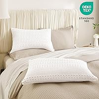 Vista 268 de PHF Fundas de almohada 100% algodón con tejido de gofre de 24 x 24 pulgadas, paquete de 2 fundas cuadradas para decoración elegante del hogar, sin