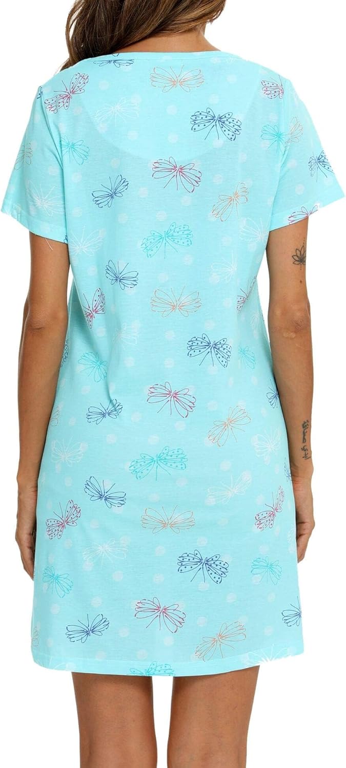 ENJOYNIGHT 3 Pack Womens Nightshirt Cotton Nightgown Short Sleeve Soft Sleep Shirt - Image 5