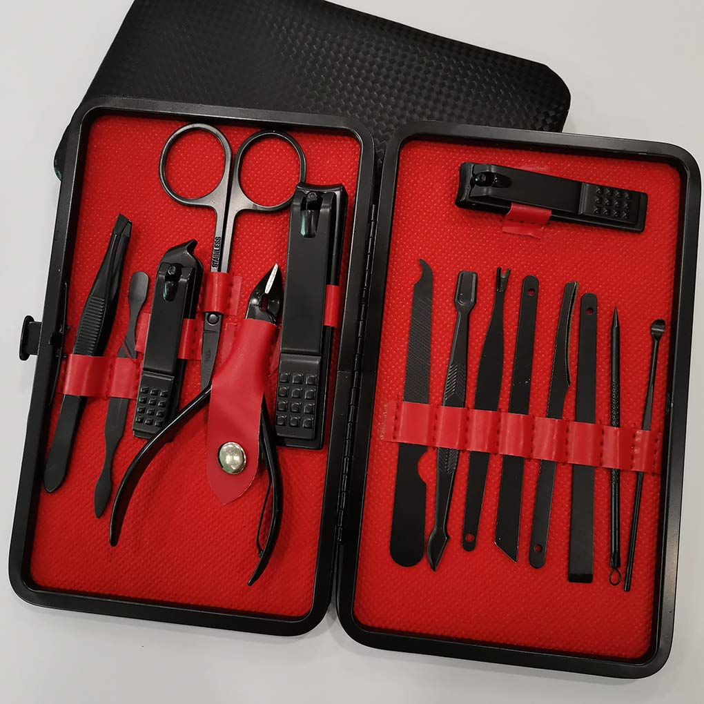 Zestaw narzędzi do paznokci – 15-częściowy zestaw do manicure kosmetycznego z obcinaczami do paznokci ze stali nierdzewnej, szczypcami, nożyczkami i akcesoriami do pielęgnacji